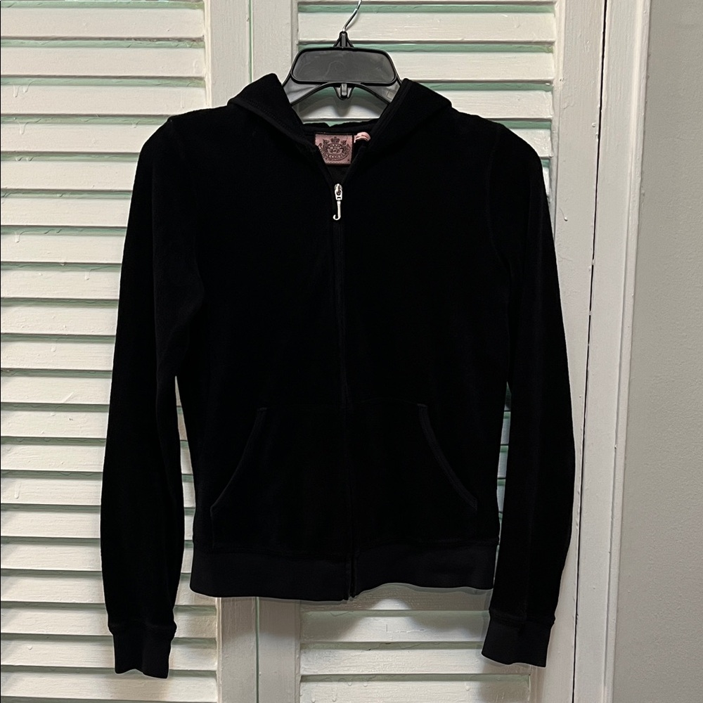 Juicy Couture Women Terry Black Zip-Up Hoodie size Medium